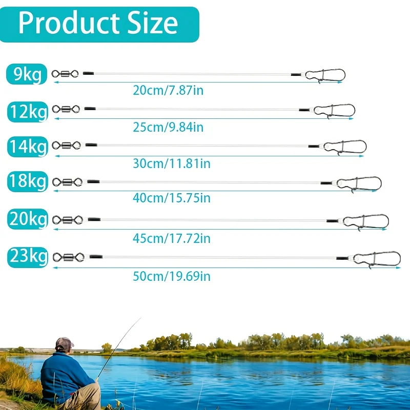 15pcs Fluorocarbon Wire Leader - Ice Fishing Tip Up recension och pris